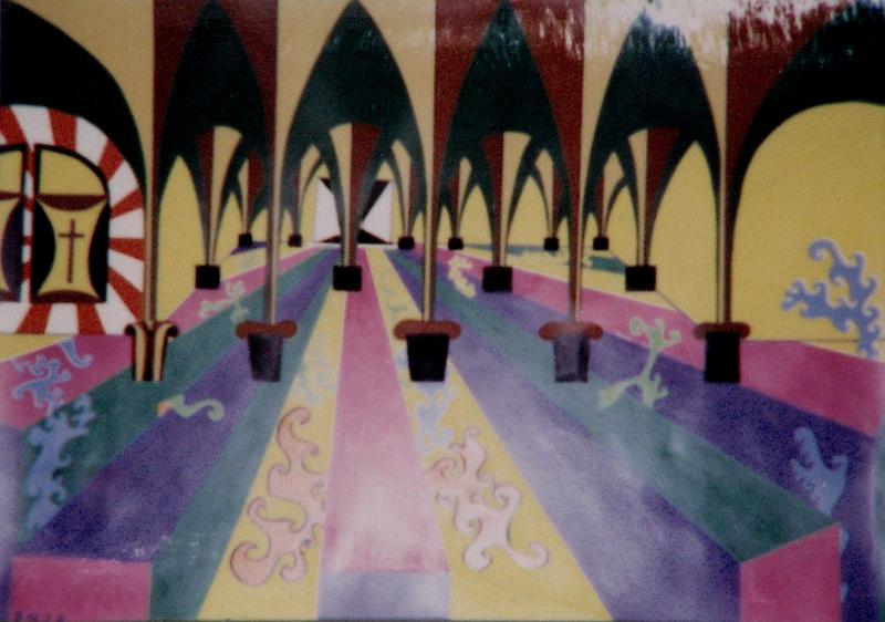 Kirchenschiff, 1971, Tempera-Karton, 100x69.jpg